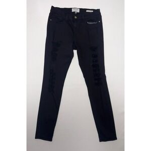 FRAME Denim Le Skinny‎ De Jeanne Distressed Ripped Skinny Jeans Black Size 30
